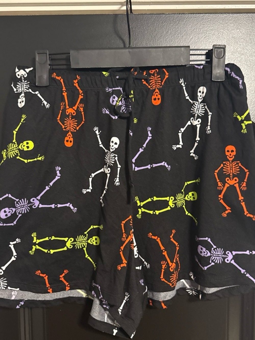Halloween Black Skeleton Print Shorts